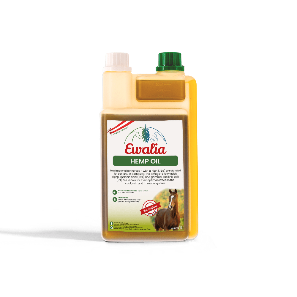 Ewalia horse feed material  upright hemp oil