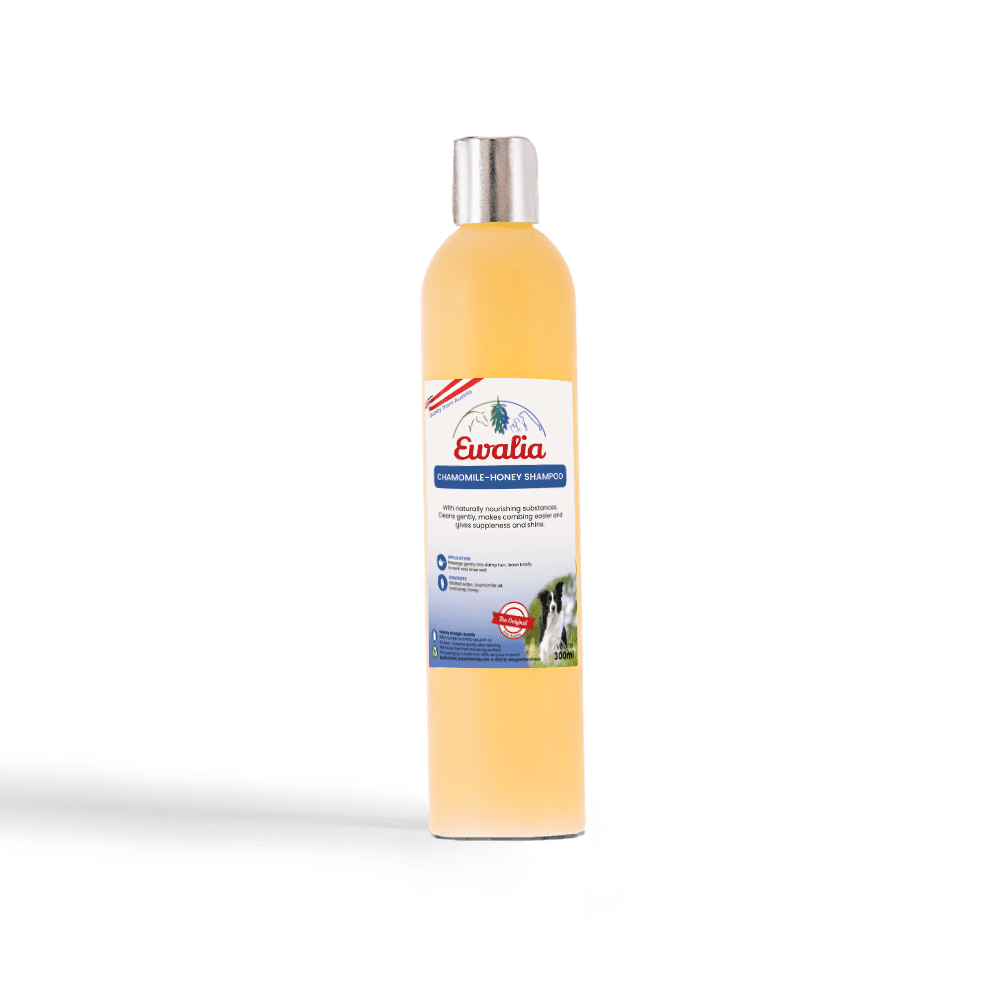 Ewalia dog care products upright camomile honey shampoo